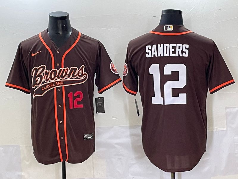 Men 2025 Cleveland Browns #12 Sanders Brown Joint Name Nike Limited NFL Jersey style 4
